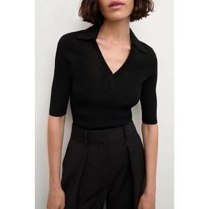 Veronica Beard Emily Polo Shirt NWT Black Short Sleeve Top Size S